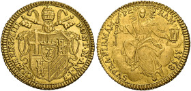 Roma. Clemente XIII (Carlo Rezzonico), 1758-1769. 
Zecchino anno I/1758, AV 3,39 g. CLEMENS XIII – PONT M AN I Stemma sormontato da triregno e chiavi...