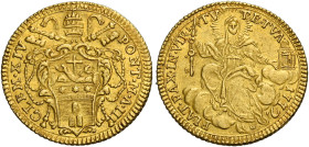 Roma. Clemente XIV (Gian Vincenzo Antonio Ganganelli), 1769-1774. 
Zecchino anno III/1772, AV 3,42 g. CLEM XIV – PONT M A III Stemma sormontato da tr...