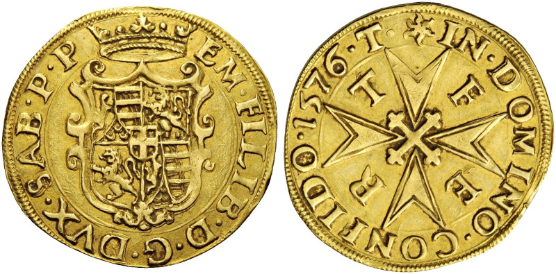 Savoia. Emanuele Filiberto di Savoia, 1553-1580. 
Doppia 1576 Torino, AV 6,49 g...