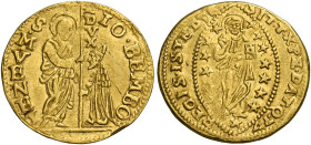 Venezia. Giovanni Bembo, 1615-1618. 
Zecchino, AV 3,44 g. IO BEMBO – S M VENET S. Marco nimbato, stante a s., porge il vessillo al doge genuflesso; l...
