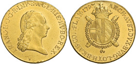 Venezia. Francesco I d’Asburgo-Lorena imperatore e re del Lombarto Veneto, 1815-1835. 
Mezzo sovrano di Fiandra 1793 (1823), AV 5,50 g. FRANC II D G ...