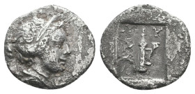 Greek Silver Coin, Ca. 350-100 BC. AR.

Reference:

Condition: Very Fine

Weight =0.9 gr
Heıght =10.6 mm