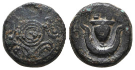 Greek Coins. 4th - 1st century B.C. AE

Reference:

Condition: Very Fine

Weight =4.2 gr
Heıght =13.9 mm