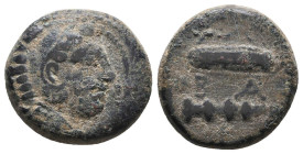 Greek Coins. 4th - 1st century B.C. AE

Reference:

Condition: Very Fine

Weight =6.9 gr
Heıght =11.4 mm