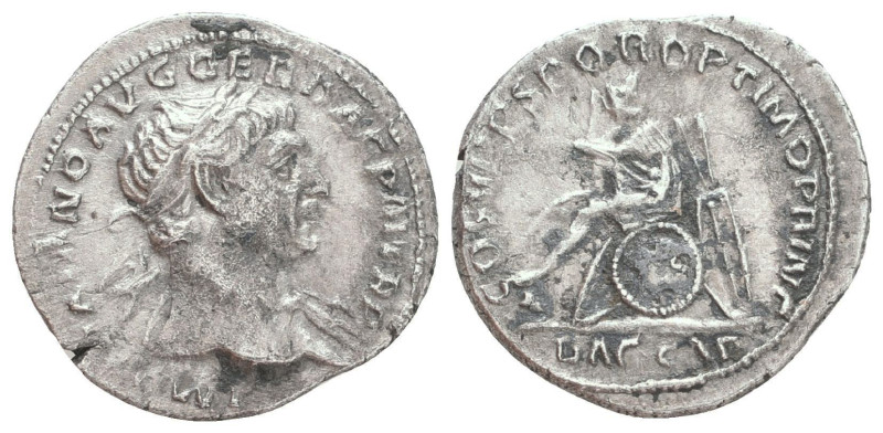 TRAJAN (98-117). Denarius.

Reference:

Condition: Very Fine

Weight =3.1 ...