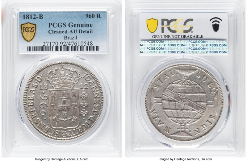 João Prince Regent 960 Reis 1812-B AU Details (Cleaned) PCGS, Bahia mint, KM307....