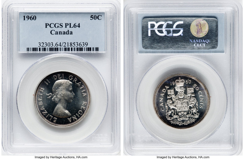 Elizabeth II 4-Piece Lot of Certified Assorted Issues PCGS, 1) Prooflike 50 Cent...