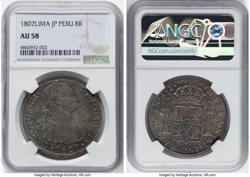 Charles IV 8 Reales 1807 LM-JP AU58 NGC, Lima mint, KM97. HID09801242017 © 2023 ...