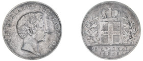 Greece. King Otto, 1832-1862. 5 Drachmai, 1833 A, First Type, Paris mint, 22.00g (KM20; Divo 10b; Dav. 115).

About fine.