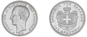 Greece. King George I, 1863-1913. Drachma, 1868 A, First Type, Paris mint, 4.97g (KM38; Divo 53a; IV3). 

Good very fine.