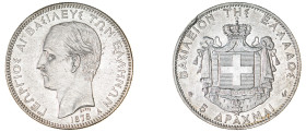 Greece. King George I, 1863-1913. 5 Drachmai, 1876 A, First Type, Paris mint, 24.93g (KM46; Divo 50b; IV10; Dav. 117).

Cleaned. Good extremely fine.