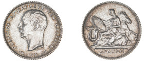 Greece. King George I, 1863-1913. Drachma, 1910, Second Type, Paris mint, 5.00g (KM60; Divo 54a; IV24). 

About uncirculated.