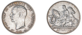 Greece. King George I, 1863-1913. Drachma, 1911, Second Type, Paris mint, 5.00g (KM60; Divo 54b; IV24). 

Good extremely fine.