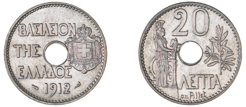 Greece. King George I, 1863-1913. 20 Lepta, 1912, Third Type, Paris mint, 5.00g ...