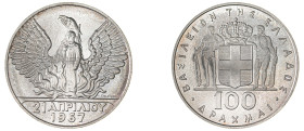 Greece. King Constantine II, 1964-1973. 100 Drachmai, ND (1970), 21st April 1967 commemorative, Kremnitz mint, 25.00g (KM95).

Uncirculated.