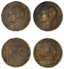 Greece. King George I, 1863-1913. Lot of 2 copper medals, Disabled Sailors Fund, ND (1870), engraved by J.J. Barré, 25.00g and 24.34g (Wurzbach 3152)....
