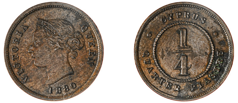 Cyprus. Victoria, 1837-1901. 1/4 Piastre, 1880, Royal mint, 3.00g (KM1.1; Fitiki...