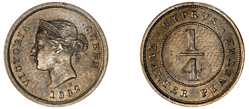 Cyprus. Victoria, 1837-1901. 1/4 Piastre, 1882 H, Ralph Heaton & Sons mint, 2.95...
