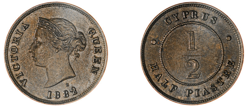 Cyprus. Victoria, 1837-1901. 1/2 Piastre, 1882 H, Ralph Heaton & Sons mint, 5.69...