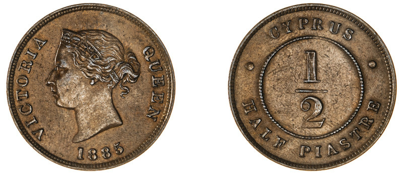 Cyprus. Victoria, 1837-1901. 1/2 Piastre, 1885, Royal mint, 5.91g (KM2; Fitikide...