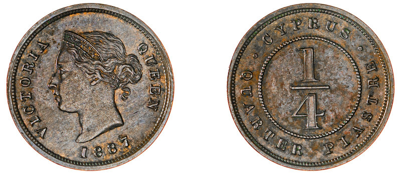 Cyprus. Victoria, 1837-1901. 1/4 Piastre, 1887, Royal mint, 2.92g (KM1.1; Fitiki...