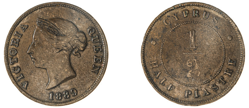 Cyprus. Victoria, 1837-1901. 1/2 Piastre, 1889, Royal mint, 5.85g (KM2; Fitikide...