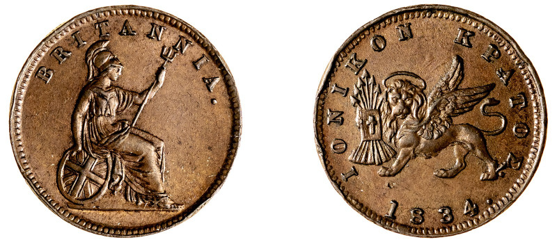 Greece, Ionian Islands. British Administration, 1809-1863. Lepton, 1834, variety...