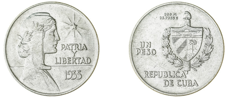 Cuba. First Republic, 1902-1906 and 1909-1959. Peso, 1935, Philadelphia mint, 26...