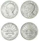 Cuba. First Republic, 1902-1906 and 1909-1959. Lot of 2 coins comprised of Peso, 1953, José Martí, Philadelphia mint, 26.72g and 26.82g (KM29).

Both ...