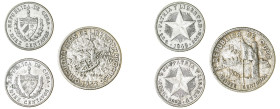 Cuba. First Republic, 1902-1906 and 1909-1959. Lot of 3 coins comprised of 10 Centavos, 1948, Philadelphia mint, 2.44g (KM-A12), 10 Centavos, 1949, Ph...