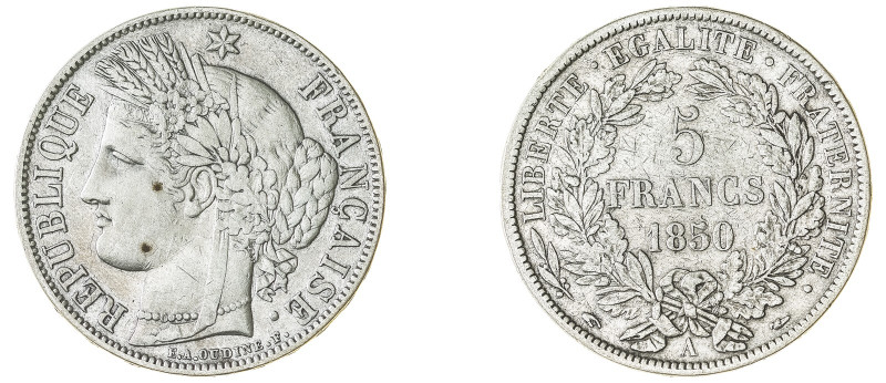 France. Second Republic, 1848-1852. 5 Francs, 1850 A, Paris mint, 24.81g (KM761....