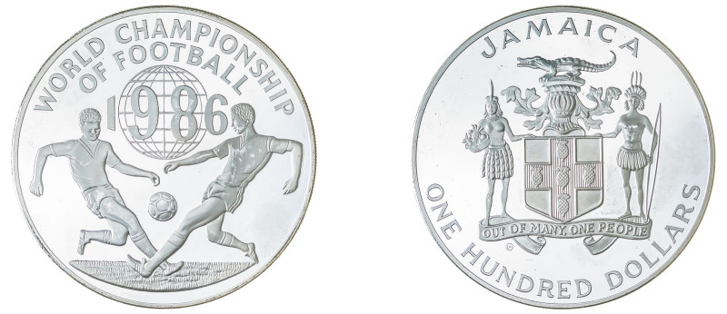 Jamaica. Elizabeth II, 1952-2022. AR Proof 25 Dollars, 1986 CHI, Valcambi SA min...