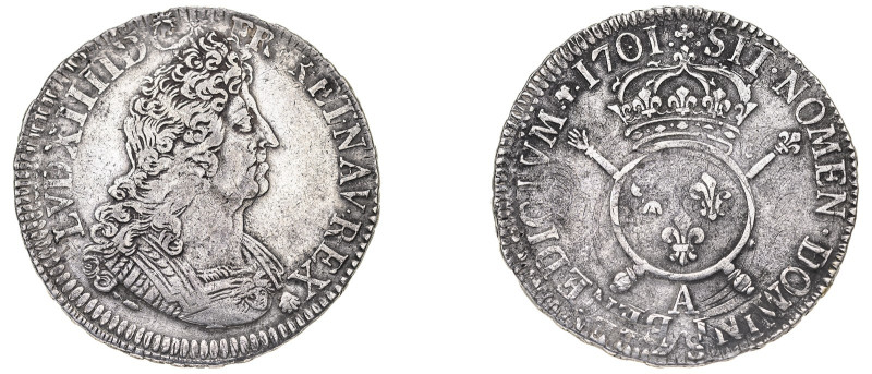 France. Louis XIV, 1643-1715. Ecu, 1701 A, Paris mint, 26.60g (KM329.1; Dav. 131...