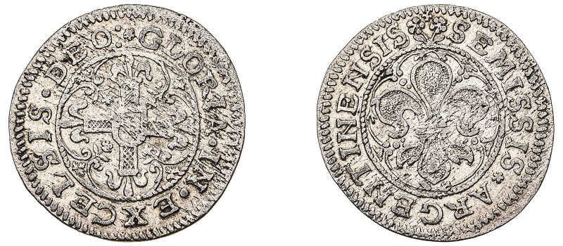 French States. Strasbourg 1620-1696. 1/2 Groschen (Semessis), ND (1620-1696), 1....