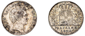 Greece. King Otto, 1832-1862. 1/4 Drachma, 1833, First Type, Munich mint (KM18; Divo 16a).

Good extremely fine.