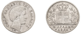 Greece. King Otto, 1832-1862. 1/2 Drachma, 1834 A, First Type, Paris mint, 2.10g (KM19; Divo 14b).

Fine.