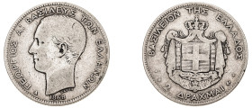 Greece. King George I, 1863-1913. 2 Drachmai, 1868 A, First Type, Paris mint, 9.74g (KM39; Divo 51a; IV4). 

Very good.