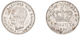 Greece. King George I, 1863-1913. 20 Lepta, 1874 A, First Type, Paris mint, 0.99g (KM44; Divo 56a; IV9). 

Extremely fine.