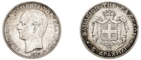 Greece. King George I, 1863-1913. 5 Drachmai, 1875 A, First Type, Paris mint, 24.79g (KM46; Divo 50a; IV10; Dav. 117).

Fine.