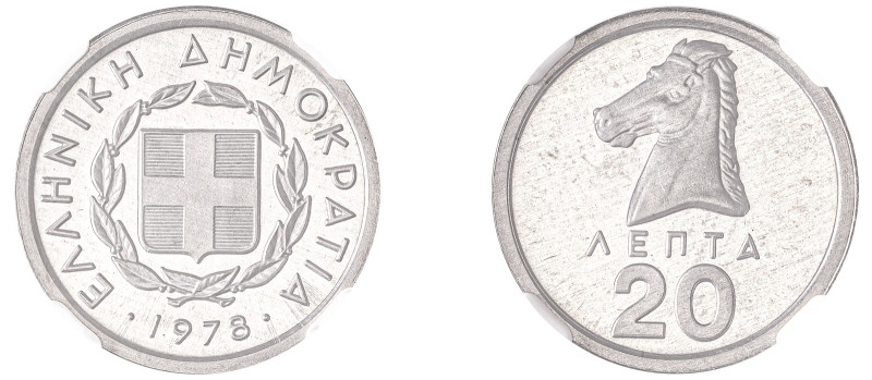 Greece. Third Republic, 1974-. 20 Lepta, 1978, Athens mint (KM114).

Graded PF65...