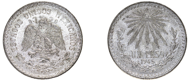 Mexico. Republic, 1823-. Peso, 1945 M, Mexico City mint, 16.73g (KM455).

Uncirc...