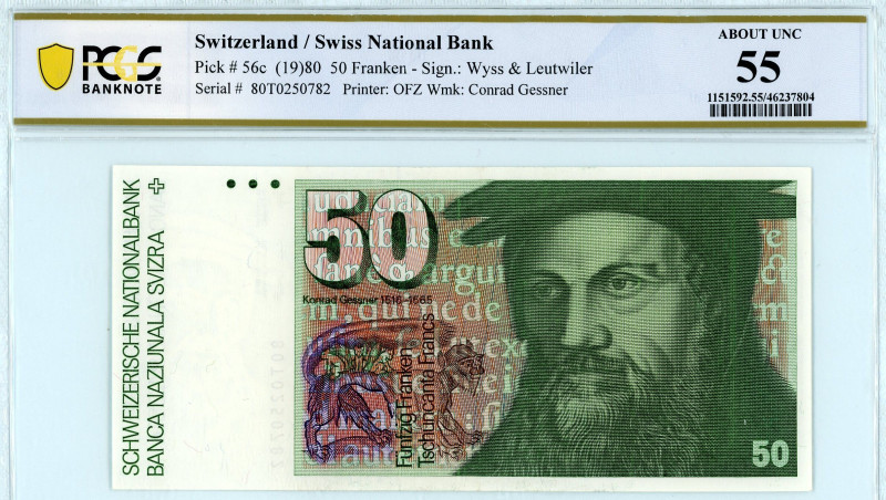 Switzerland
Swiss National Bank
50 Franken, (19)80
S/N 80T0250782 - Sign. Wyss a...