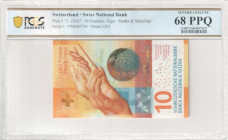 Switzerland
Swiss National Bank
10 Franken, (20)17
S/N 17M6601744 - Sign. Studer and Maechler
Printer: OFZ
Pick 75

Graded Superb Gem Unc 68 PPQ PCGS ...