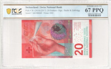 Switzerland
Swiss National Bank
20 Franken, (20)16 (2017)
S/N 16E3980469 - Sign. Studer and Zurbrügg
Printer: OFZ
Pick 76

Graded Superb Gem Unc 67 PP...