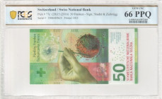 Switzerland
Swiss National Bank
50 Franken, (20)15 (2016)
S/N 15B6469624 - Sign. Studer and Zurbrügg
Printer: OFZ
Pick 77c

Graded Gem Uncirculated 66...