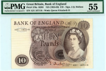 Great Britain
Bank of England
10 Pounds, ND (1964-66)
S/N A31 167118 - Sign. J.Q. Hollom 
Wmk: Queen Elizabeth II
Pick 376a

Graded About Uncirculated...