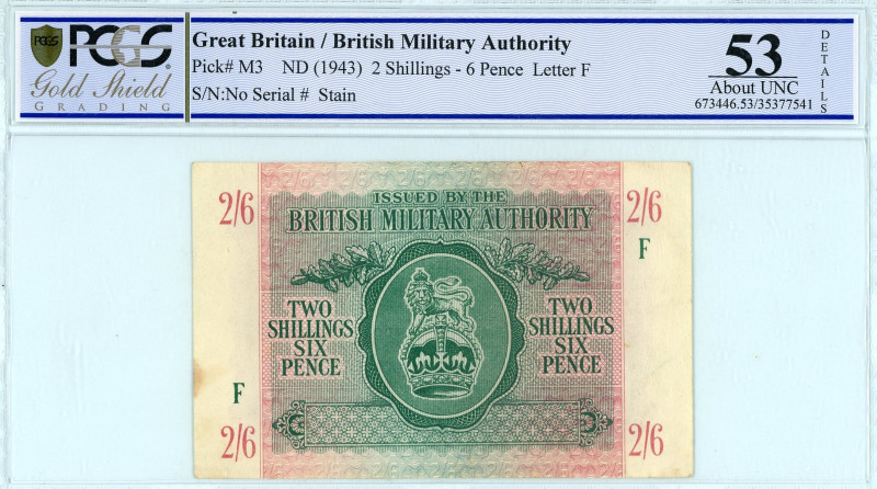 Greece
British Military Authority
2 Shillings and 6 Pence, ND (1943)
S/N No Seri...