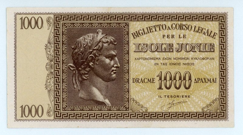 Greece
Italian Occupation - Ionian Islands
1000 Drachmai, ND (1941)
S/N 0001 164...