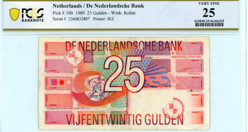 Netherlands
De Nederlandsche Bank
25 Gulden, 5 April 1989
S/N 2360832807
Printer...