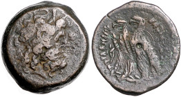 Ägypten, Königreich der Ptolemäer. 
Ptolemaios VI. 180-145 v. Chr. AE-Tetradrachme Zeuskopf / 2 Adler auf Blitz. 24,65&nbsp;g. . 
f.ss